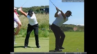 Jon Rahm golf swing  Long Iron faceon amp downtheline July 2017 [upl. by Aisilef]