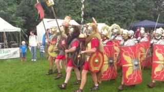 Roman Reenactment at the Amphitheatre in Caerleon Marching In [upl. by Eirtemed]