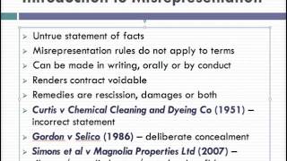 Misrepresentation Lecture 1 of 4 [upl. by Ruthanne]